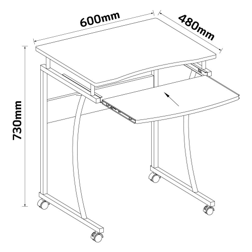 Małe Biurko Komputerowe 600x480 Na Kółkach Wysuwana Półka